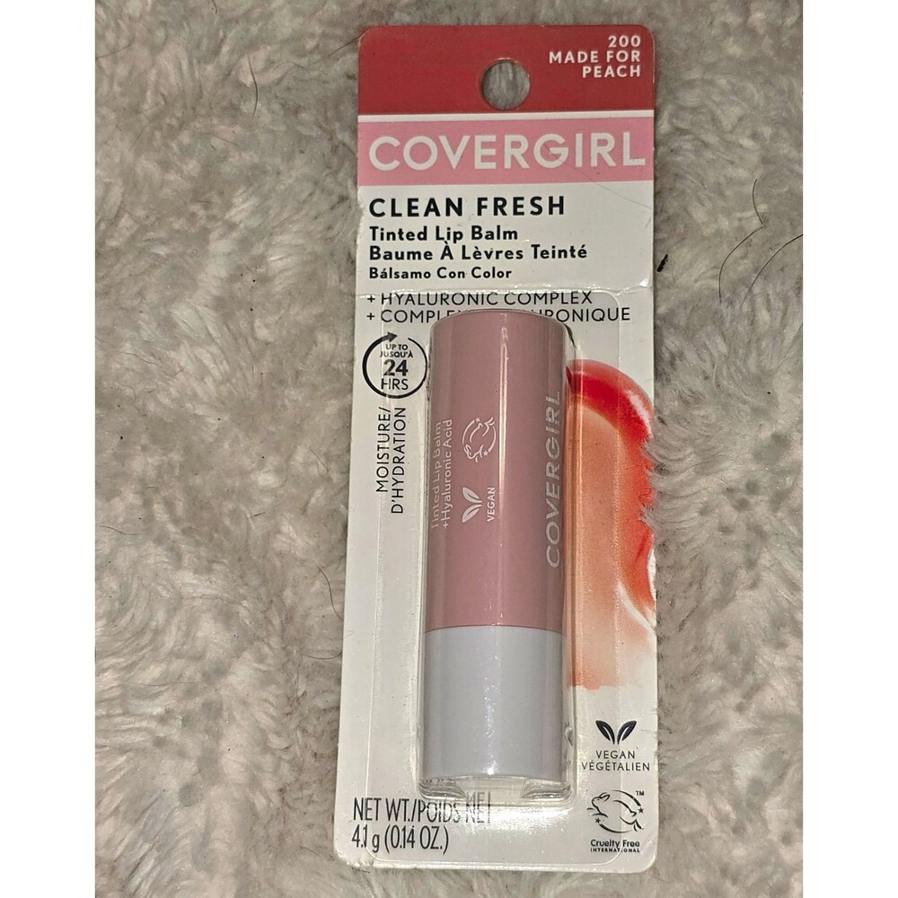 COVERGIRL Clean Fresh Tinted Lip Balm 200 Peach Hyaluronic Complex 0.14 oz